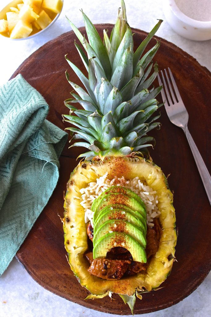 Orange Teriyaki Chicken Pineapple Boats Frosting & Fettuccine