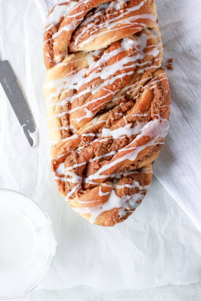 This cookie butter babka is so worth the effort, because it is the best babka ever! Plus it can be made dairy free! Shove it in the oven and wait for the intoxicating smell to take over your house. #cookiebutter #babka #bestbabka frostingandfettuccine.com
