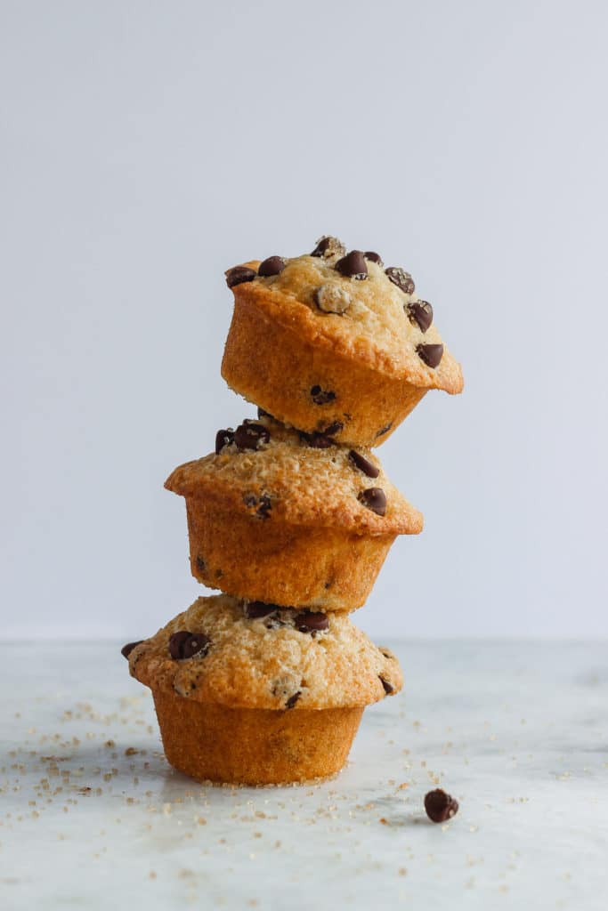 stack of four dairy free muffins
