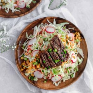 Summer Steak Salad with Strawberry Dressing-- An easy, light, and refreshing summer salad that you can make ahead and not waste any summer sun! frostingandfettuccine.com