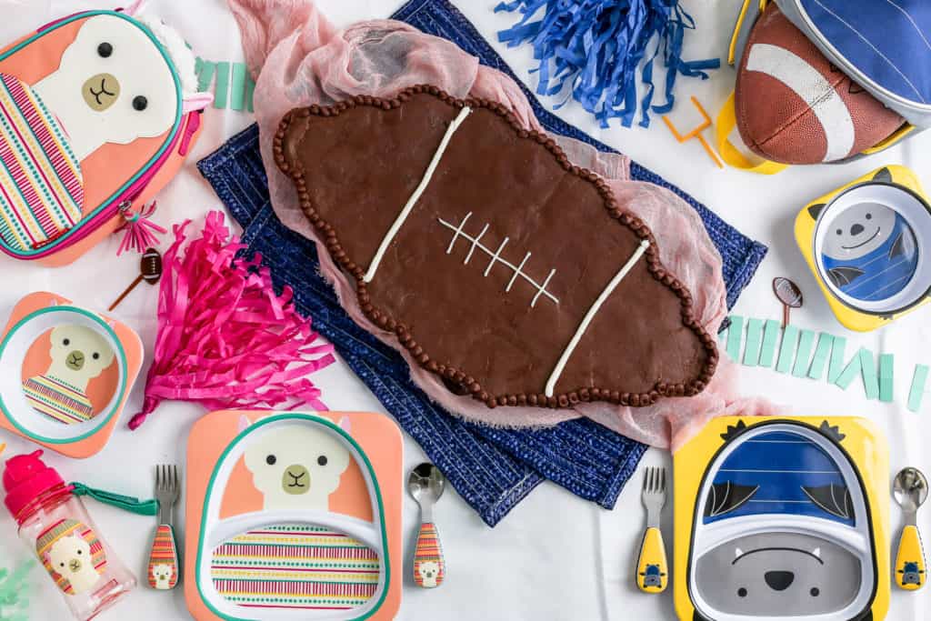 A diy pull apart cupcake cake in the shape of a football