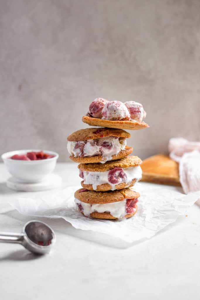 ice cream sandwiches stacked on top of each other.