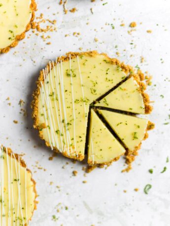 3 slices cut out if a mini key lime pie