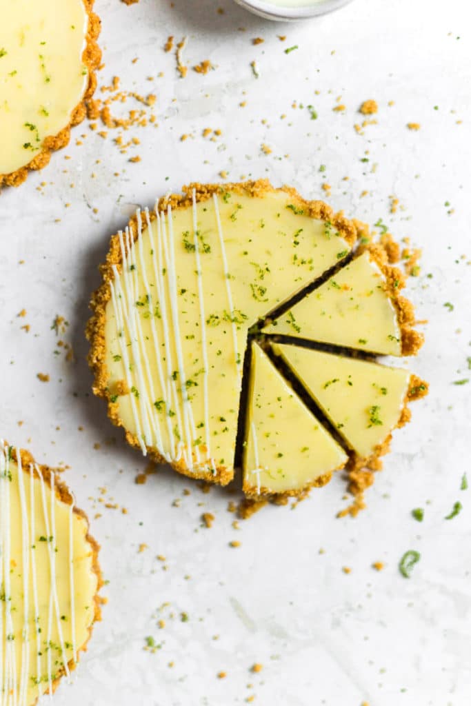 3 slices cut out if a mini key lime pie