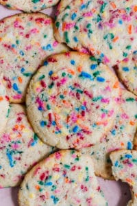 Sprinkle cookies stacked on each other