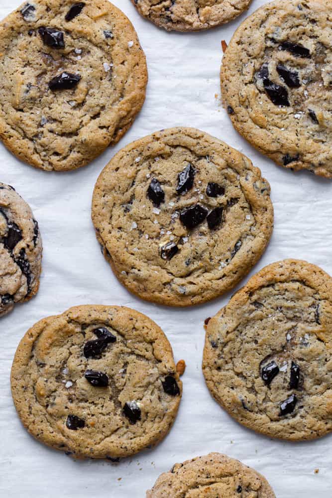 coffee cookies on a piece of parchment paper