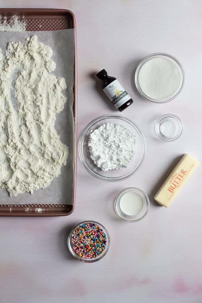 ingredients for edible sugar cookie dough