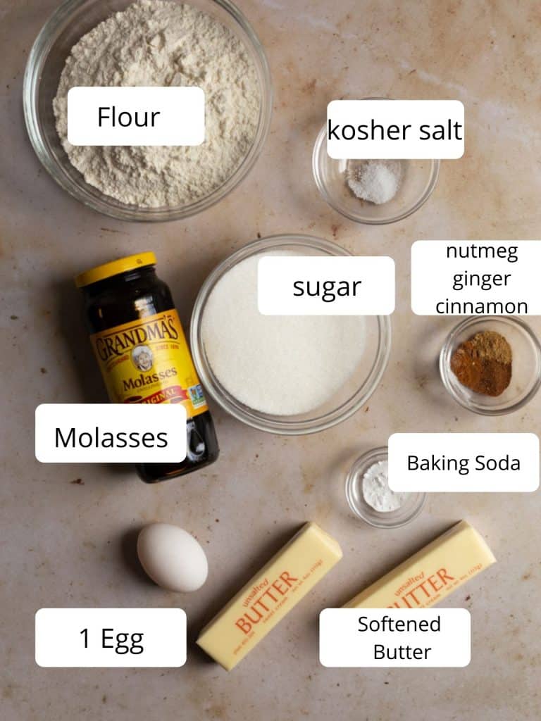 Ingredients for gingersnap recipe