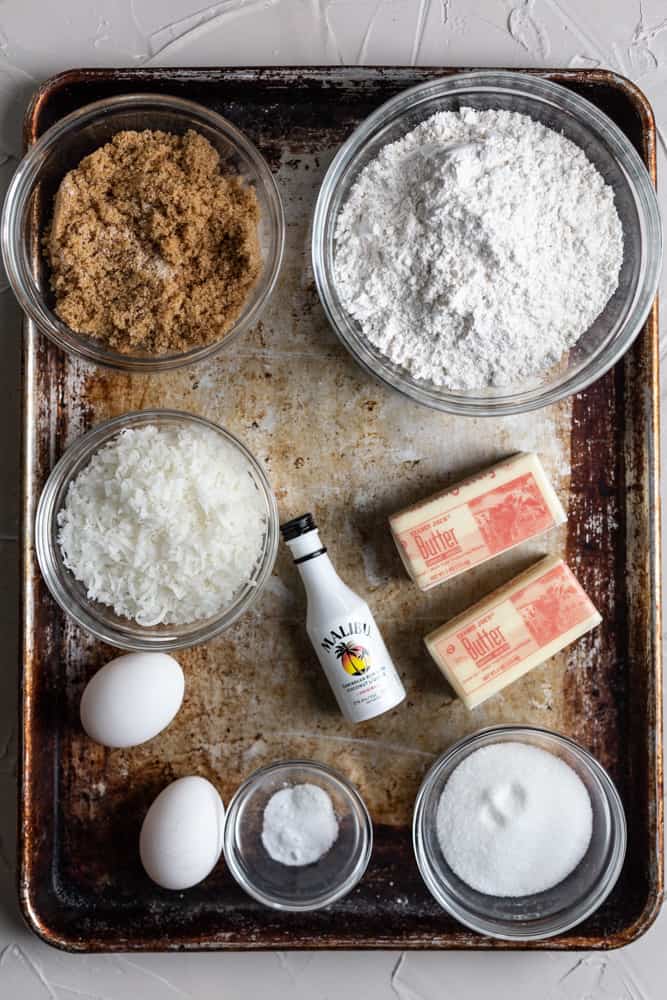 Ingredients for coconut cookies.
