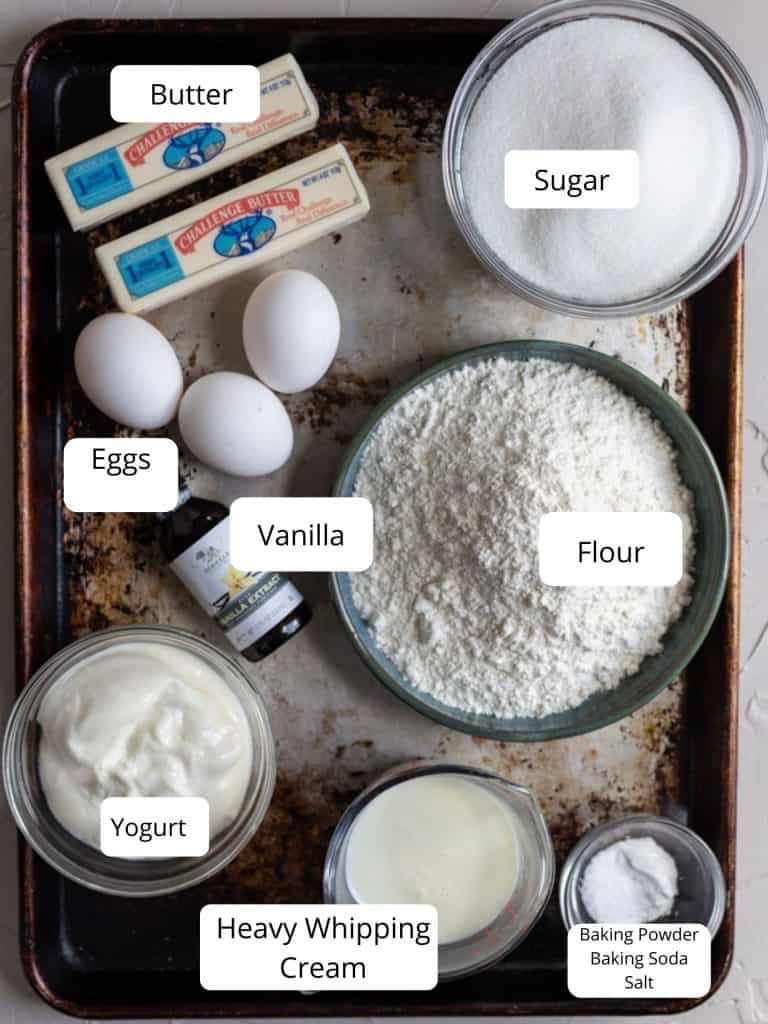 Cake ingredients for Chantilly cake