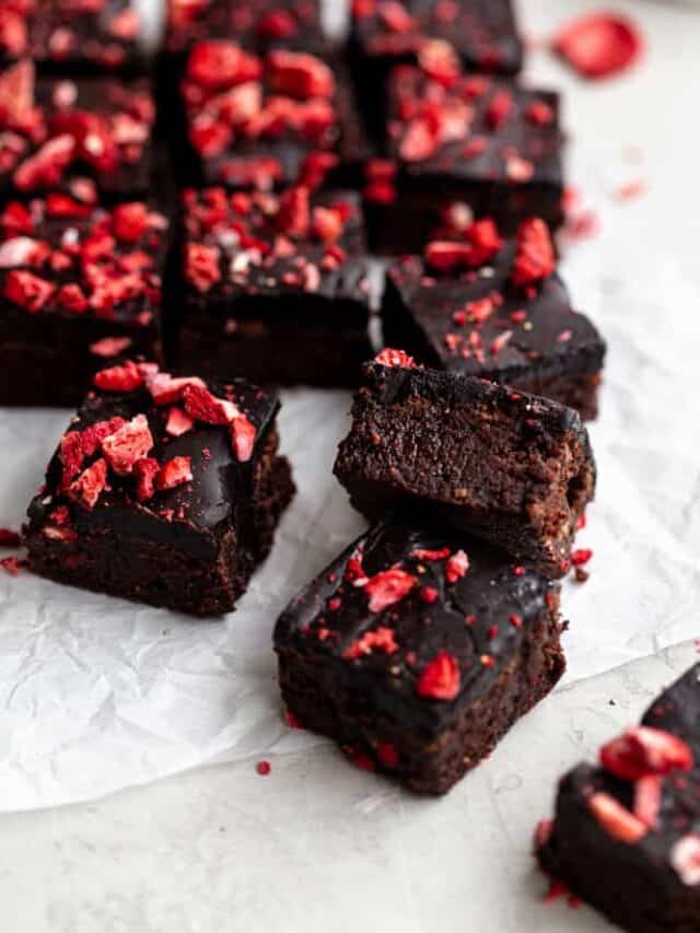 Strawberry Brownies with Chocolate Ganache Frosting & Fettuccine