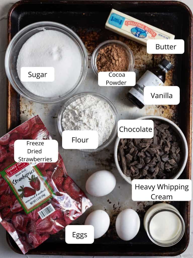 Ingredients for strawberry brownies