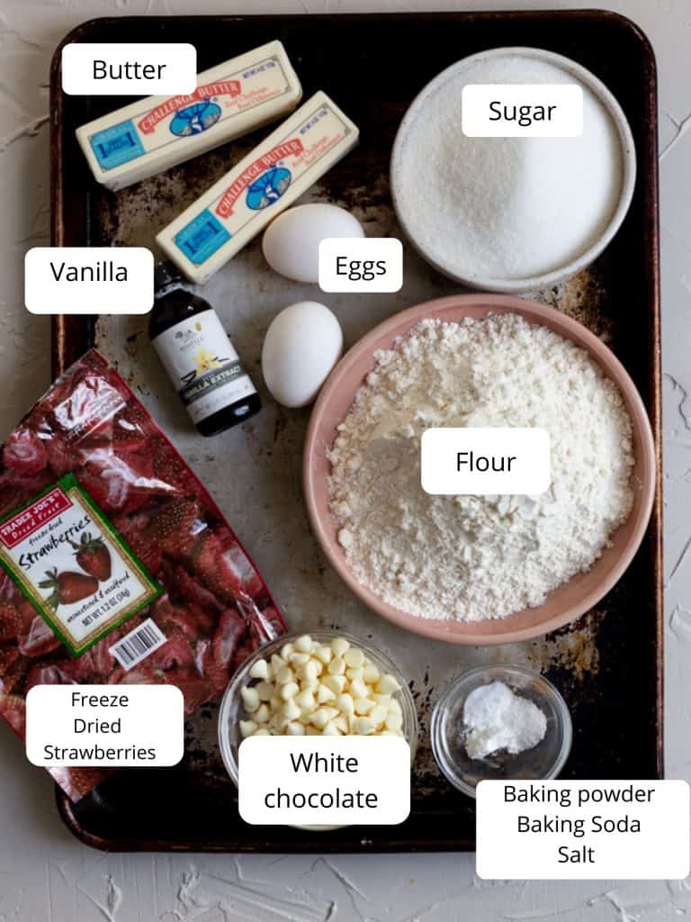 Ingredients for strawberry cookies