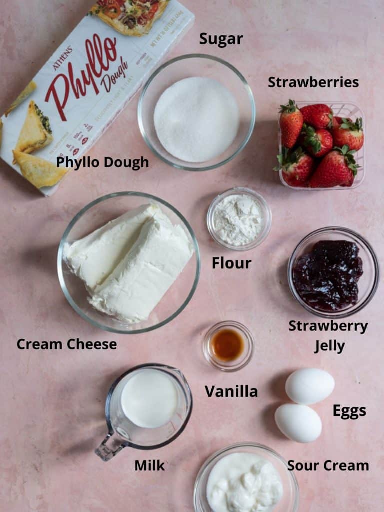ingredients for a strawberry cheesecake recipe
