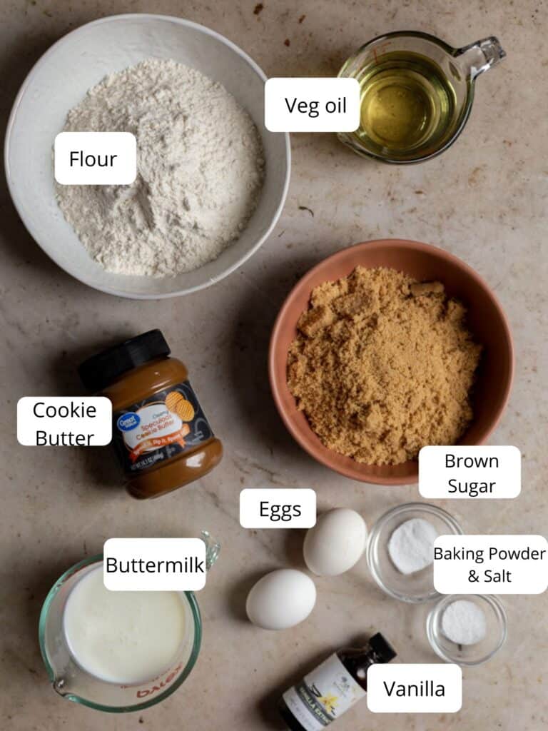 Ingredients for cookie butter cake