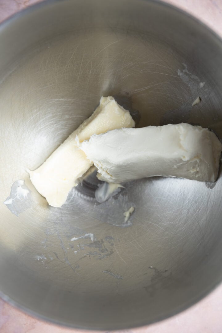 Butter and cream cheese in a bowl. 