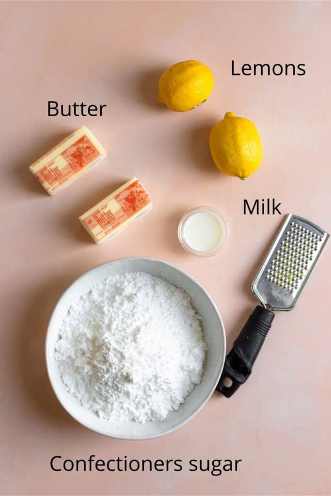 Ingredients for lemon buttercream recipe
