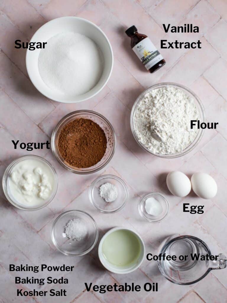 Ingredients for chocolate cupcakes