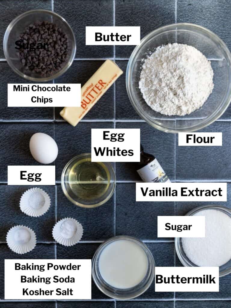 Ingredients for chocolate chip cupcakes 