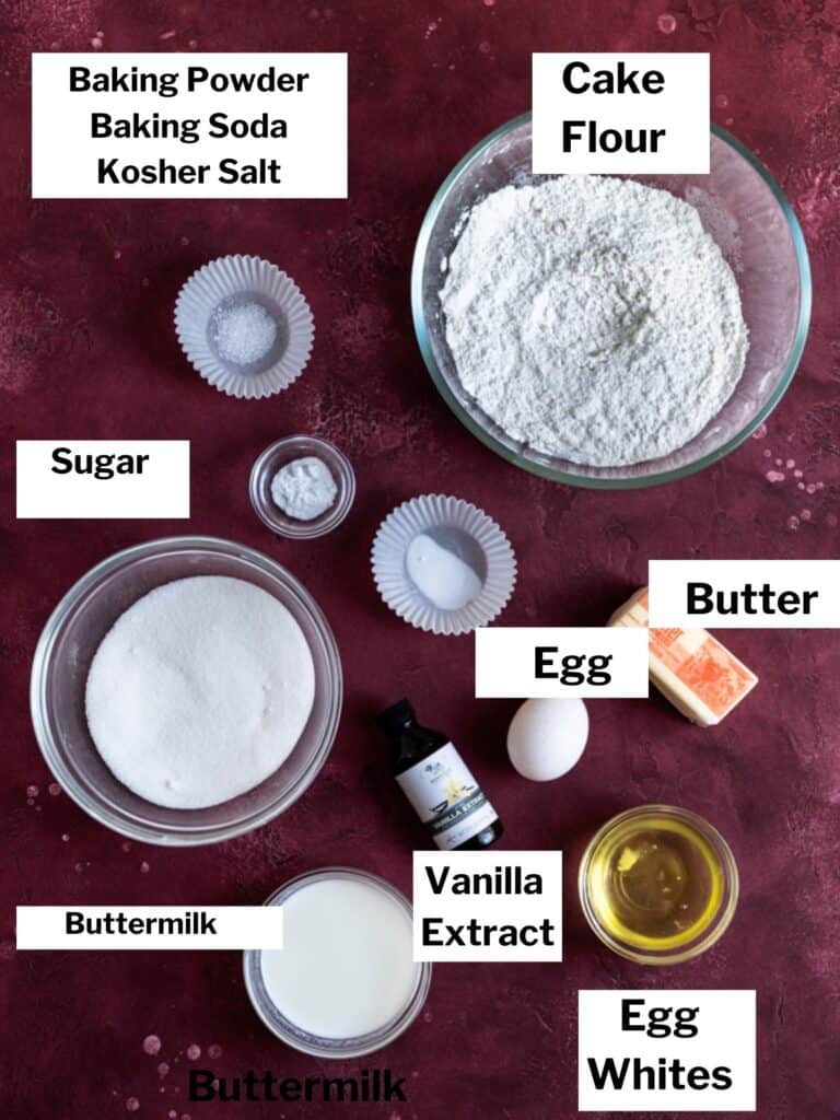 Ingredients for homemade vanilla cupcakes 
