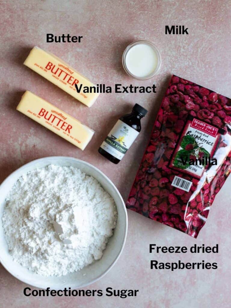 ingredients for raspberry buttercream