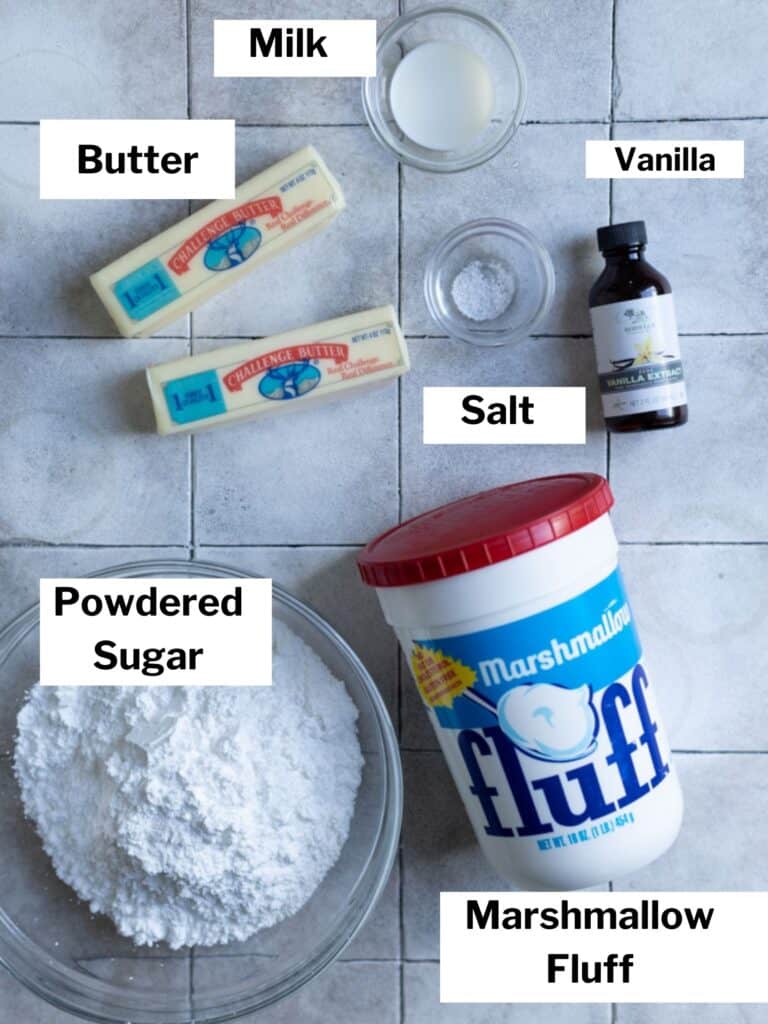 Ingredients for marshmallow frosting