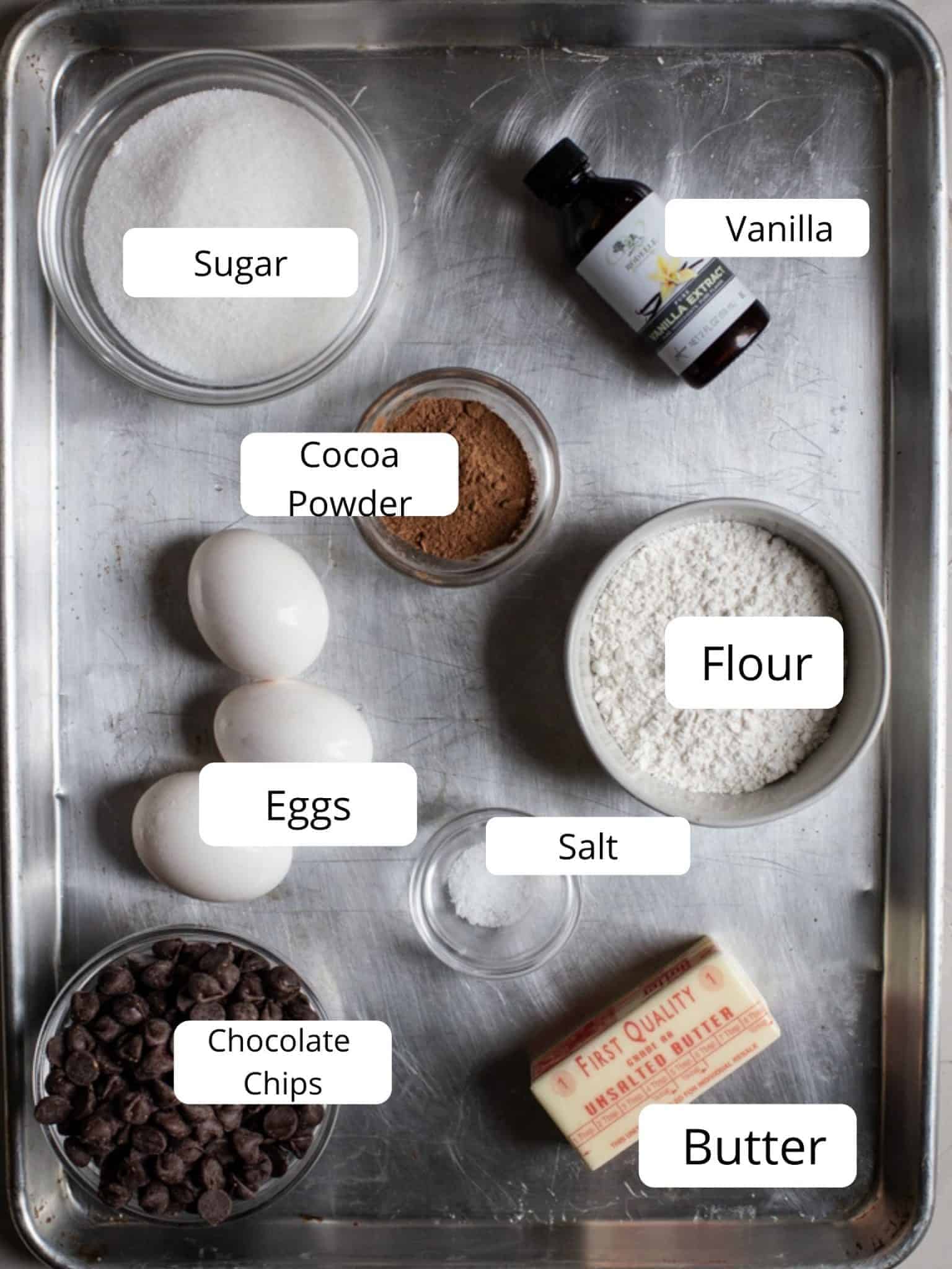 Ingredients for fudgy brownies