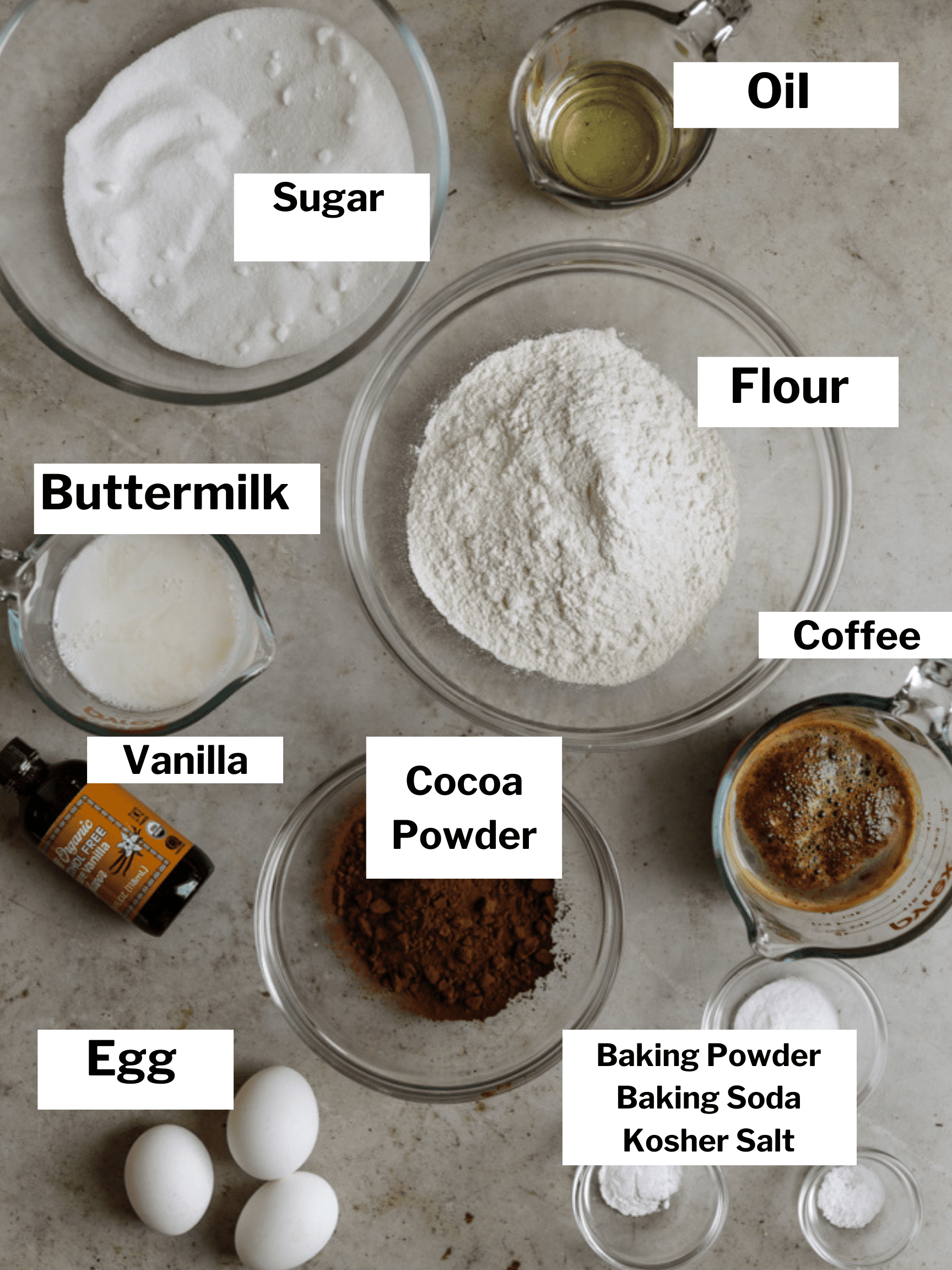 Ingredients for chocolate cake