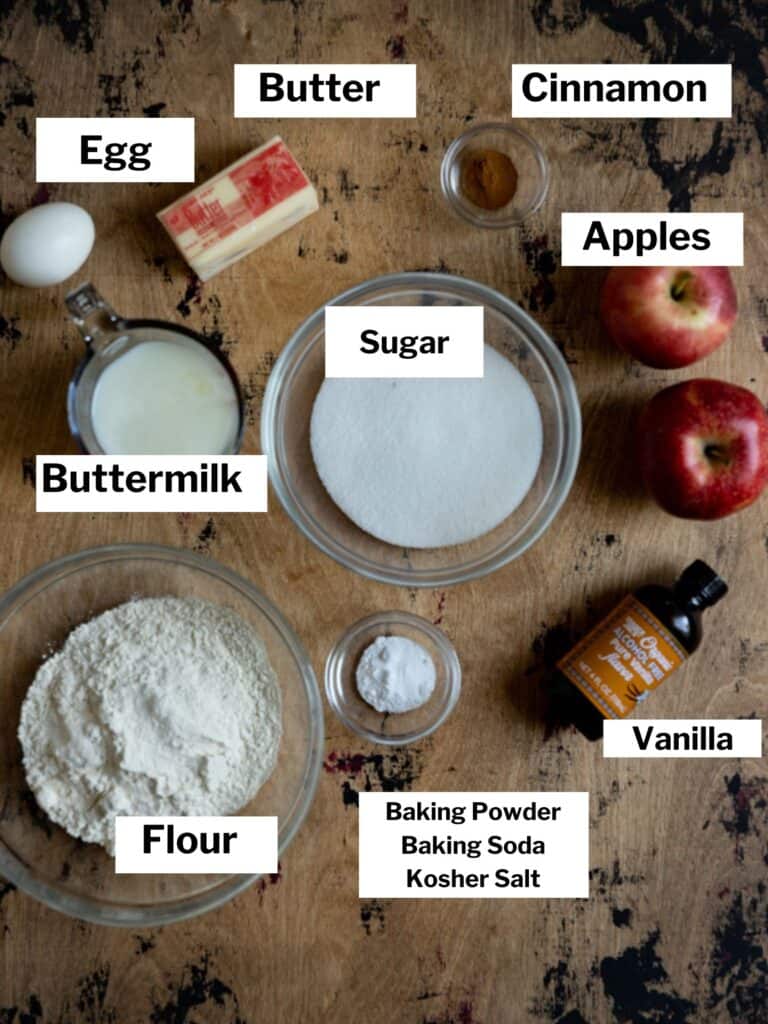 Ingredients for apple coffee cake.
