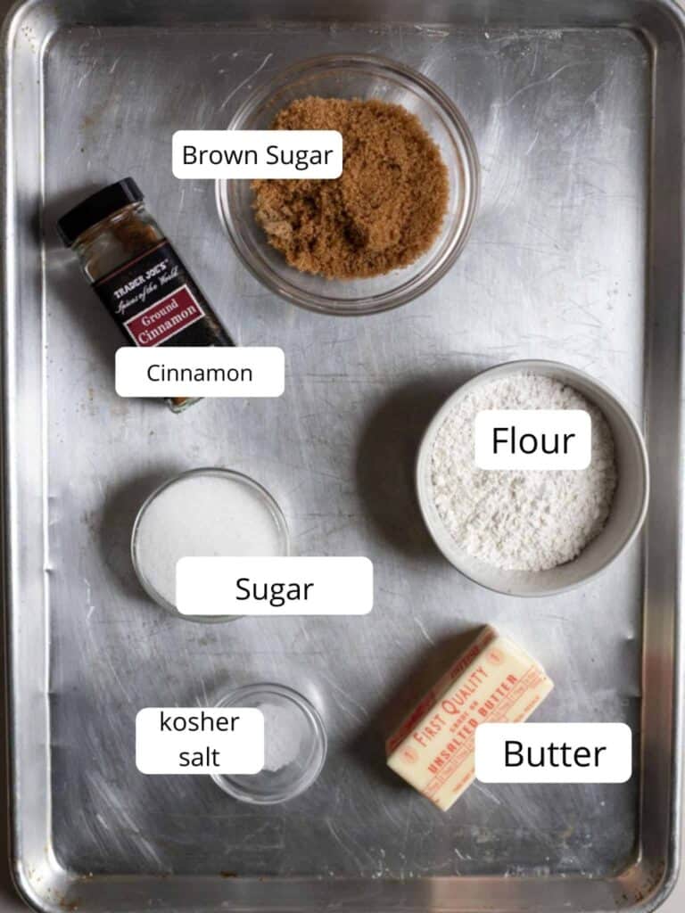Ingredients for banana coffee cake streusel topping
