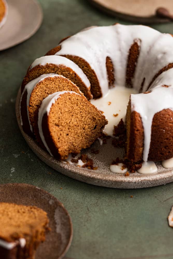 Gingerbread Bundt Cake with Vanilla Glaze