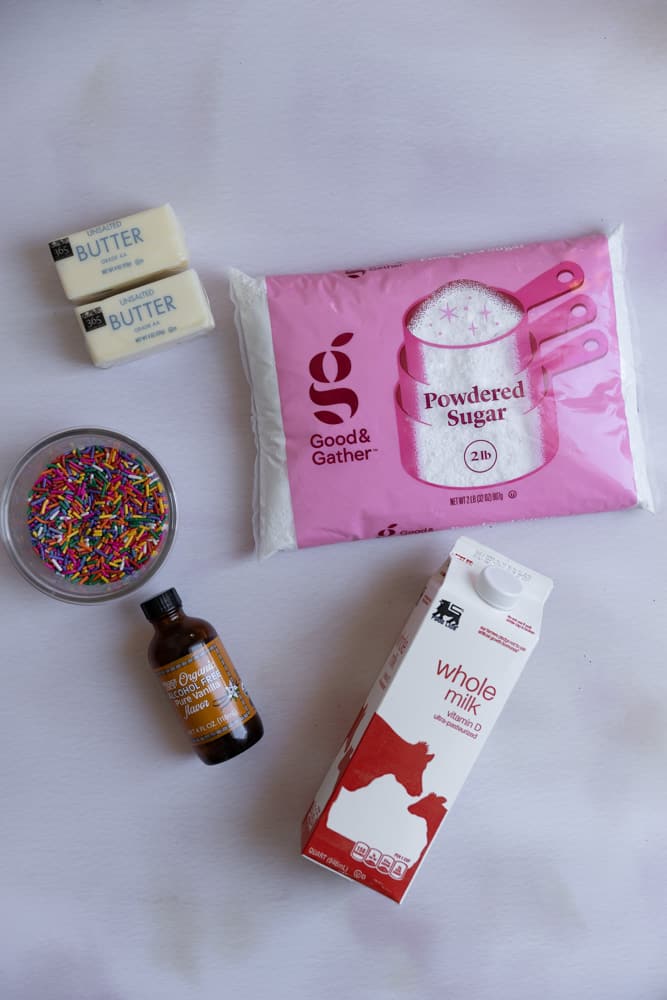 Ingredients for confetti buttercream.