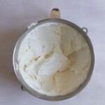 Vanilla buttercream in a bowl.