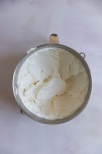Vanilla buttercream in a bowl.