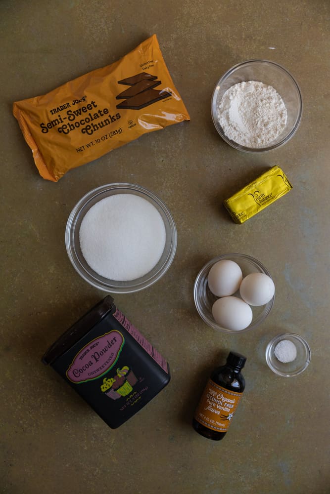 Ingredients for dairy free brownies.