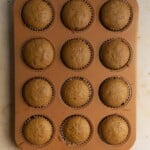 Baked coffee cupcakes in a muffin tin