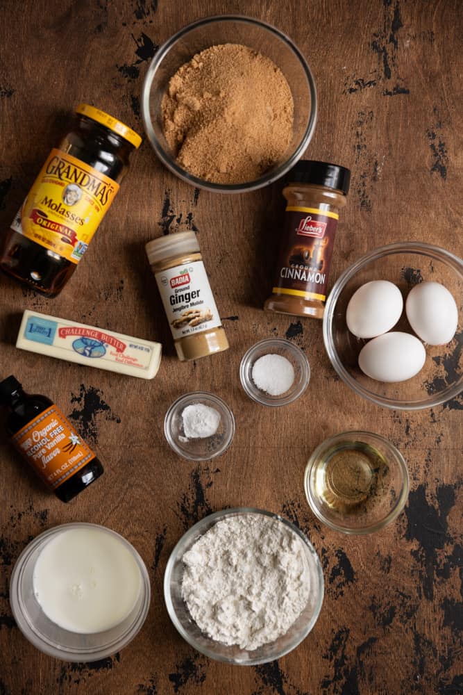 Ingredients for gingerbread cupcakes.