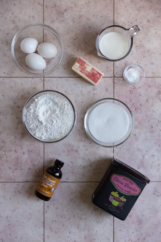 Ingredients for marble cupcakes.