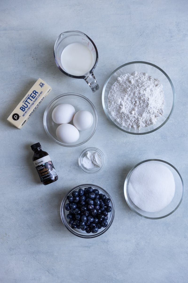 Ingredients for blueberry cupcakes.