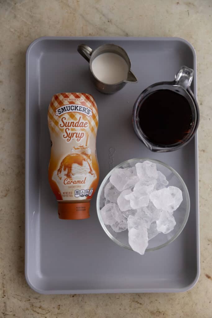 Ingredients for caramel iced coffee