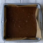 S'more's brownie batter in a 8x8 pan.