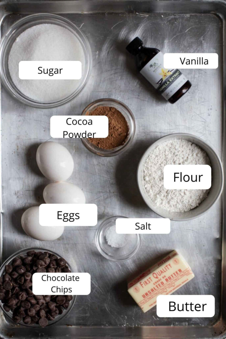 Ingredients for brownie cupcakes.