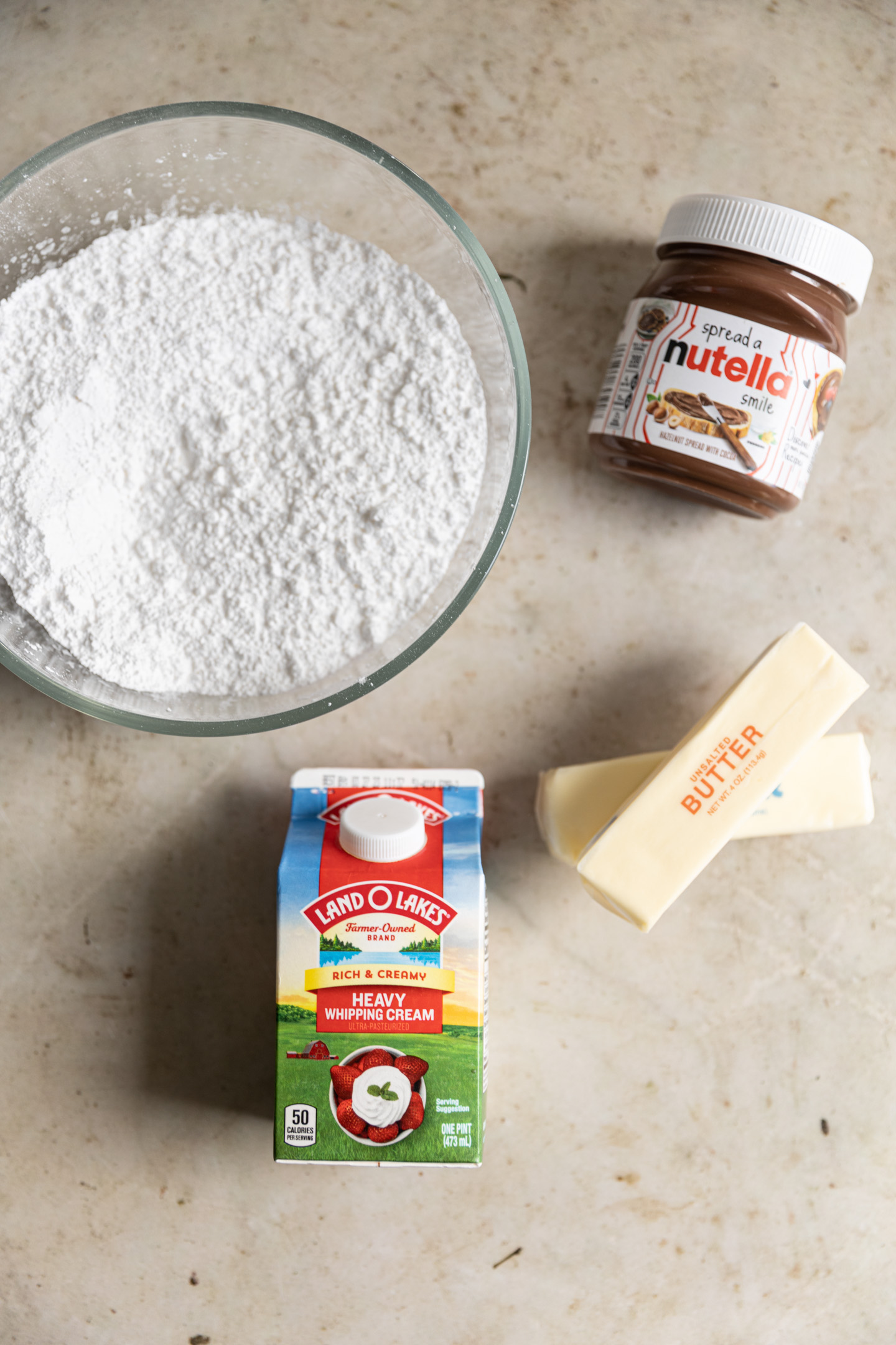 Ingredients for Nutella Frosting.
