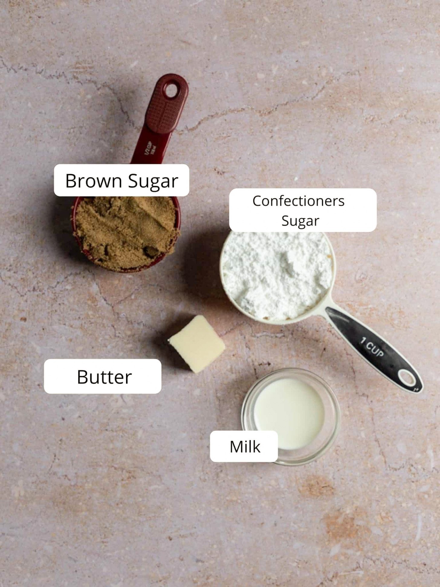 Ingredients for brown sugar glaze.