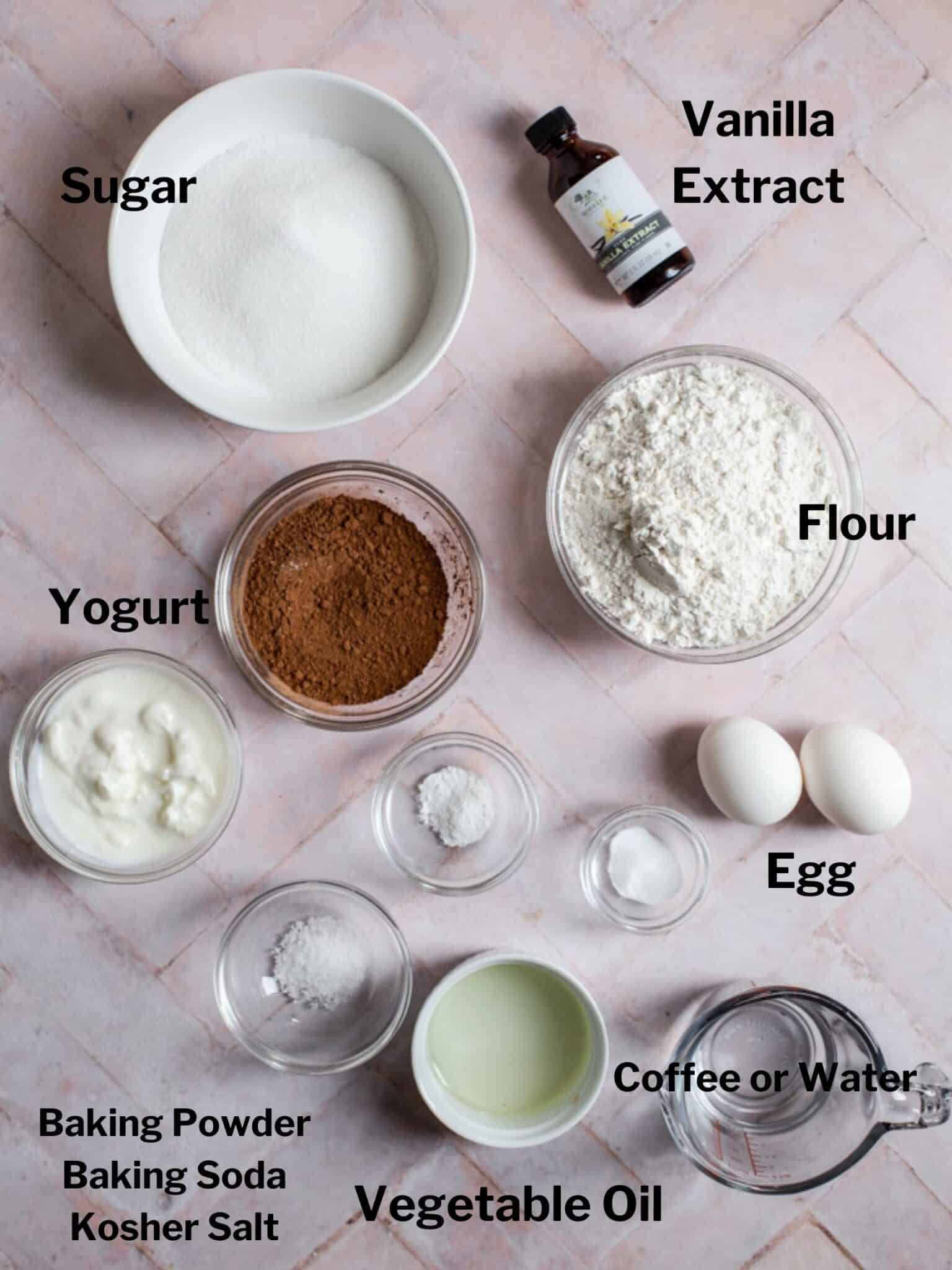 Ingredients for the cupcakes