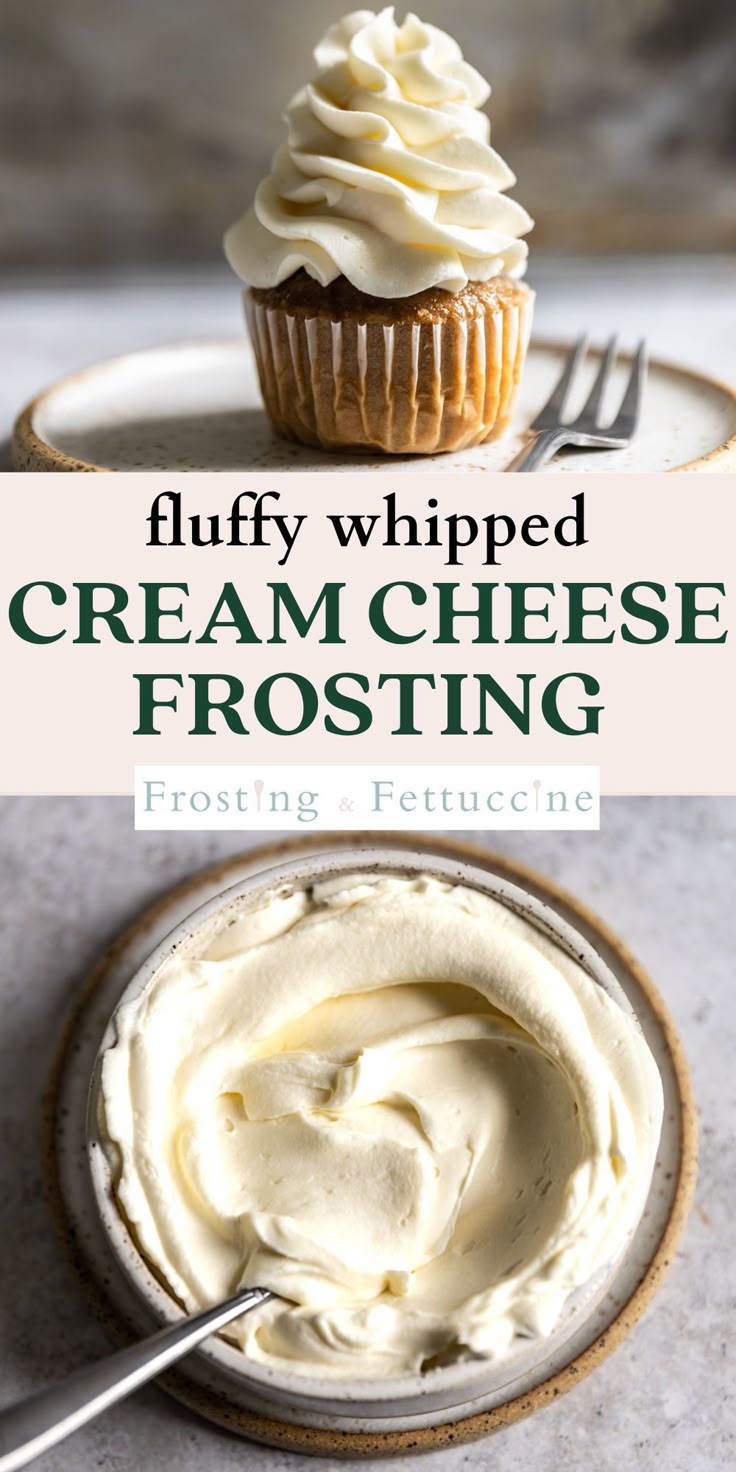 Pinterest image for Easy Whipped Cream Cheese Frosting.