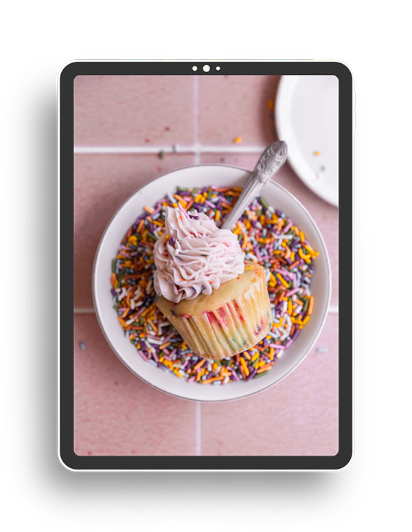 Mockup of cupcake photo on an ipad.
