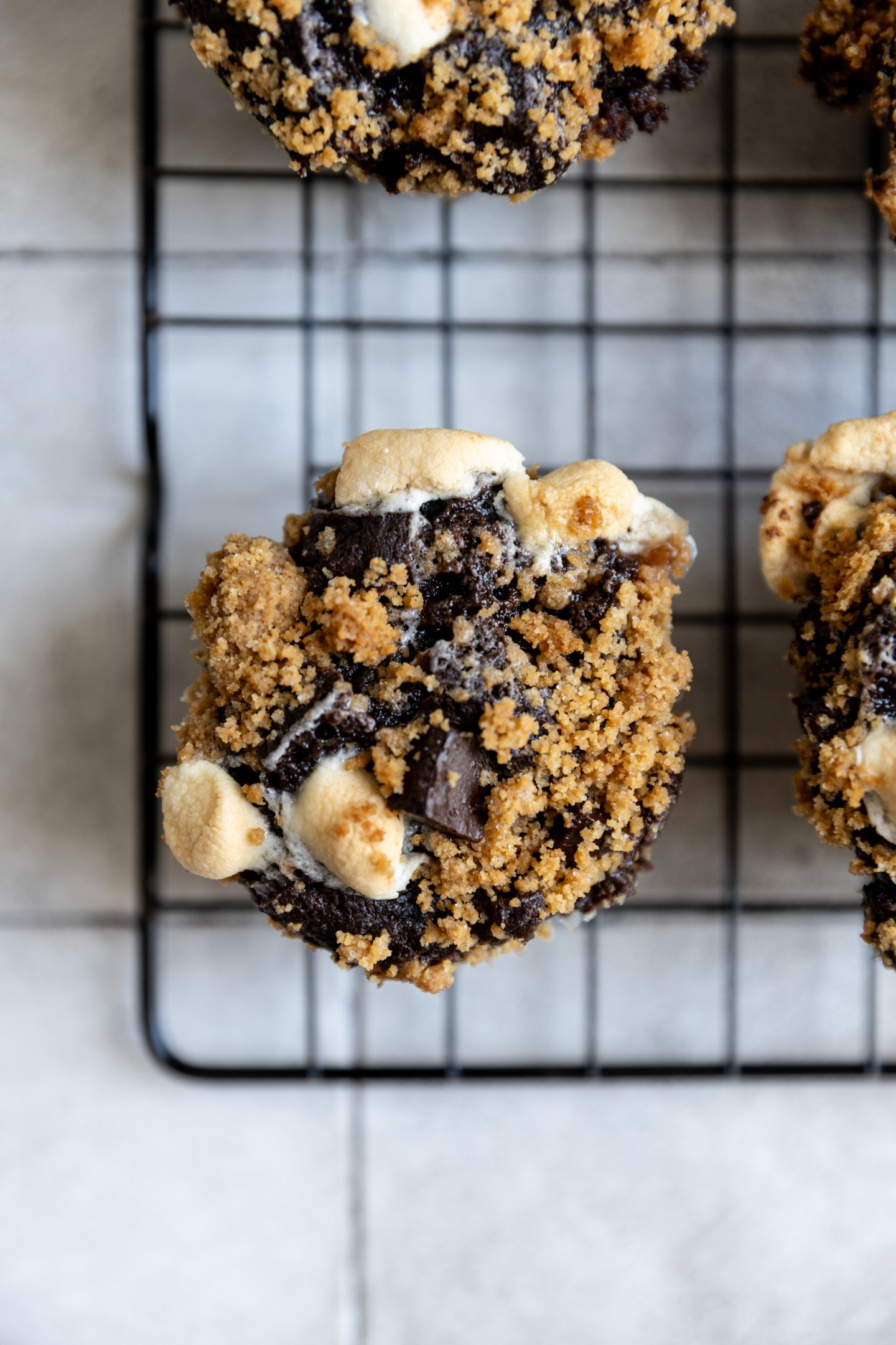 The top of a S'mores muffin.