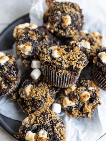 S'mores muffins in a bowl.