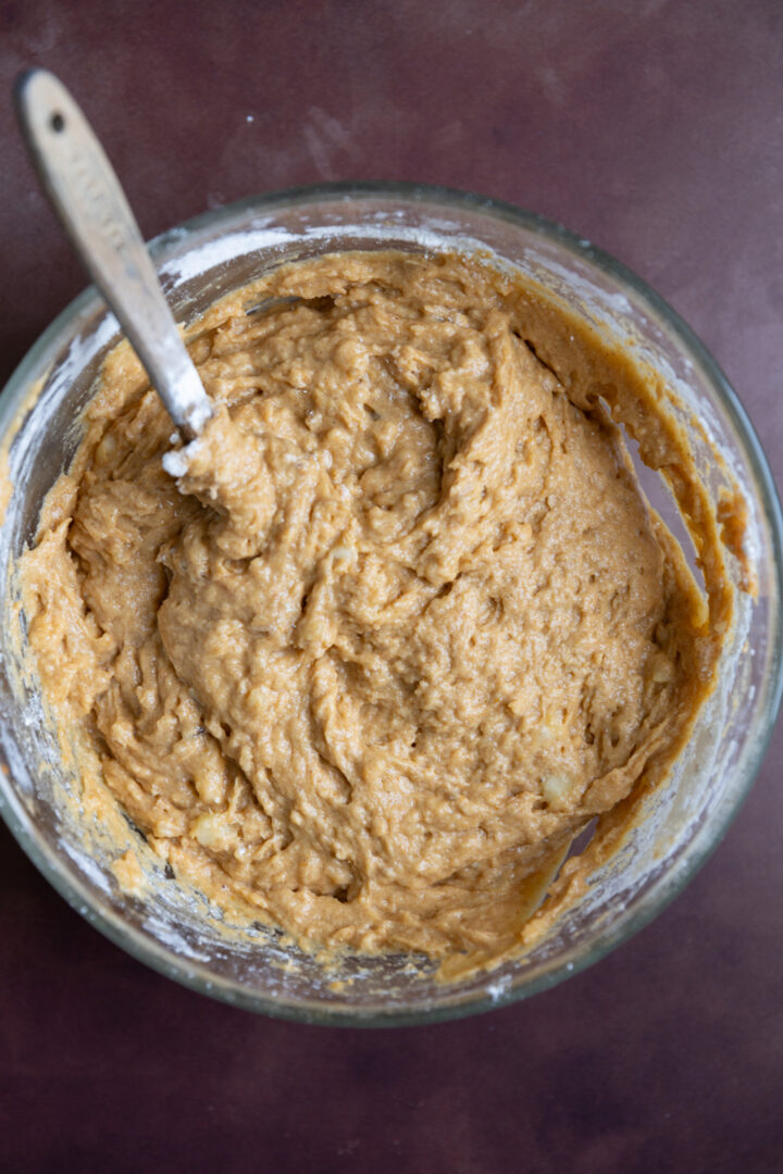 Muffin batter for pumpkin banana muffins.